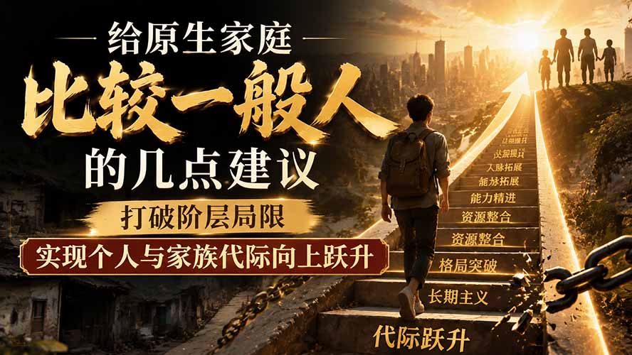 付费文章：给原生家庭比较一般人的几点建议，打破阶层局限，实现个人与家族代际向上跃升-校睿铺