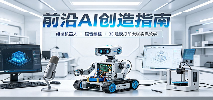 前沿AI创造指南：组装机器人、语音编程、3D建模打印大咖实操教学-校睿铺
