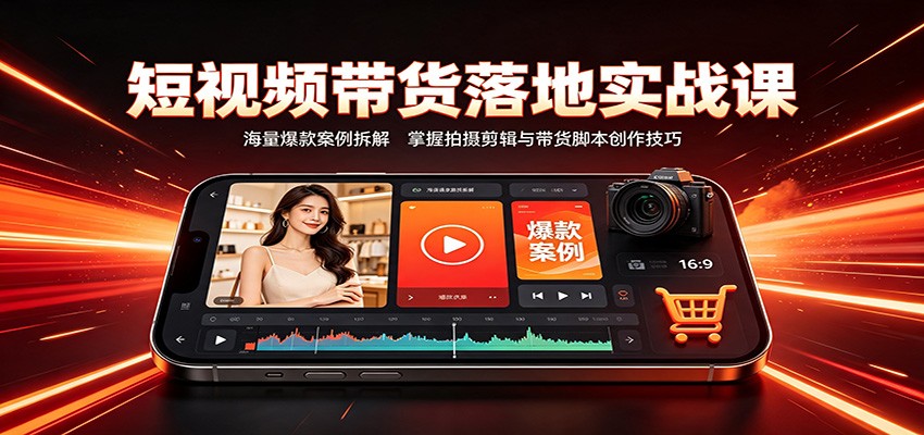 短视频带货落地实战课：海量爆款案例拆解，掌握拍摄剪辑与带货脚本创作技巧-校睿铺