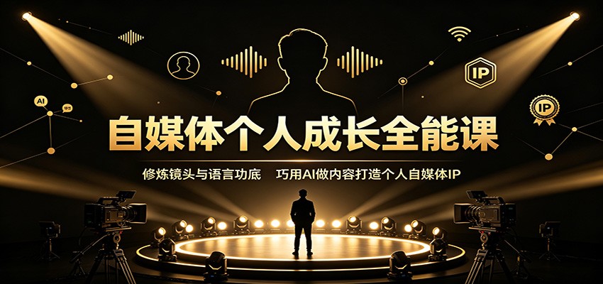 自媒体个人成长全能课：修炼镜头与语言功底，巧用AI做内容打造个人自媒体IP-校睿铺