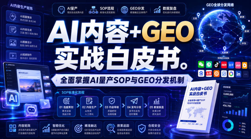 AI内容+GEO实战白皮书，全面掌握AI量产SOP与GEO分发机制【文档】-校睿铺