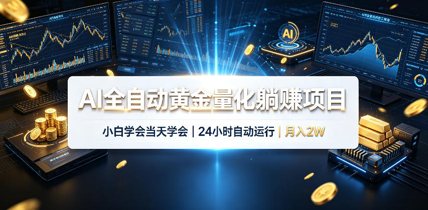 AI全自动黄金量化躺賺项目，24小时自动运行，月入2W！-校睿铺