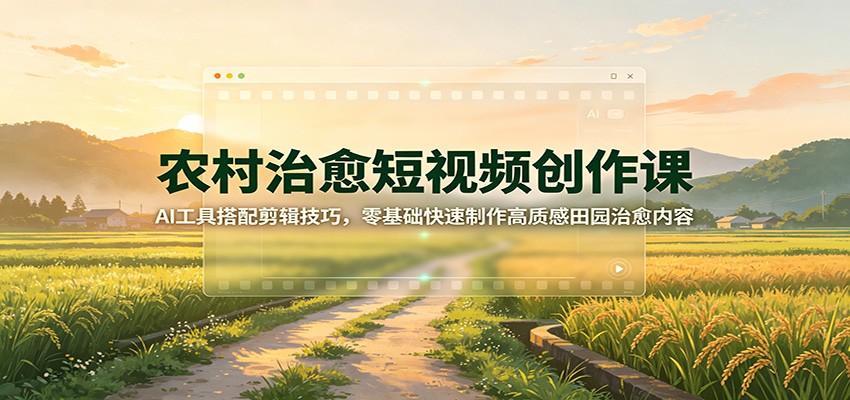 农村治愈短视频创作课：AI工具搭配剪辑技巧，零基础快速制作高质感田园治愈内容-校睿铺