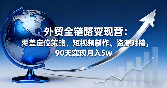 （16173期）外贸全链路变现营：覆盖定位策略、短视频制作、资源对接，90天实现月入5w-校睿铺