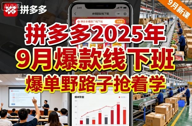 拼多多2025年9月爆款线下班，爆单野路子抢着学-校睿铺